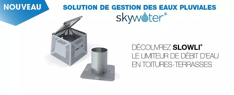 SOPREMA a développé SLOWLI®, le limiteur de débit d’eaux pluviales pour les toitures terrasses.